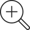 Piktogramm: Lupe mit Plus Zeichen